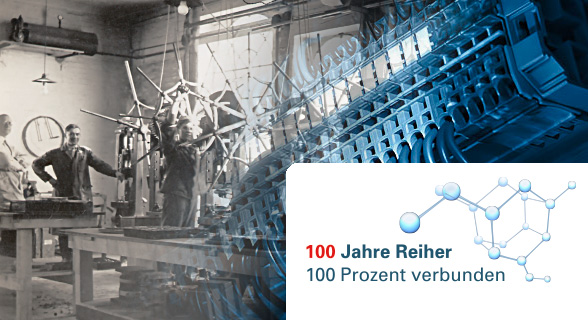 Bild und Logo 100 Jahre Reiher