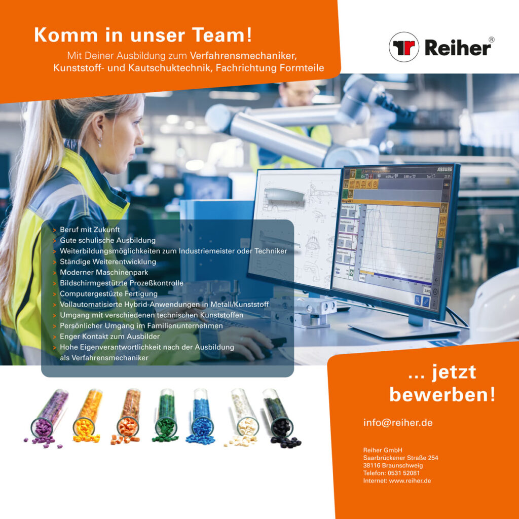 Werbebild Karriere: Bewirb dich als Verfahrensmechaniker/in, Kunststoff- und Kautschuktechnik, Fachrichtung Formteile