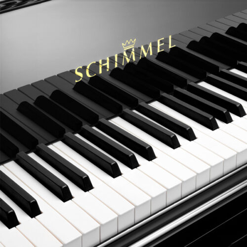 Foto: Darstellung einer Klaviatur eines schwarzen Schimmel Klaviers